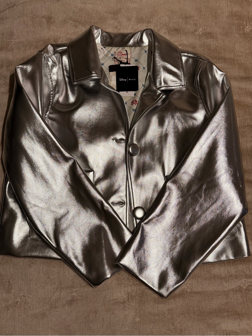 Disney Silver Metallic Cropped Blazer Jacket